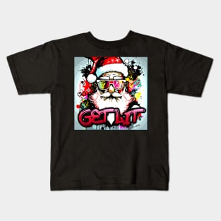 Get Lit - Santa Claus - Christmas Graphic Graffiti Art - Holiday Gift Kids T-Shirt